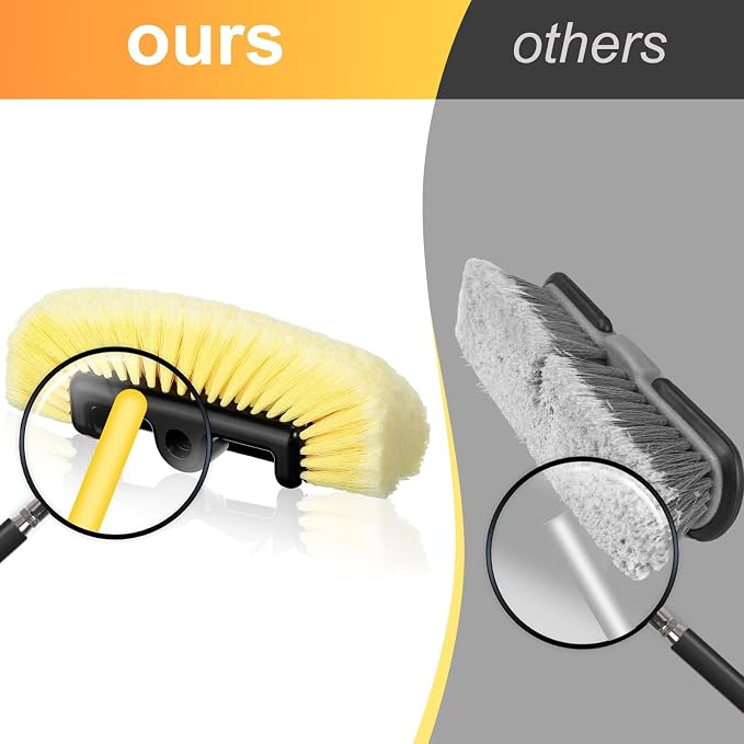 Tanlade 2 Pcs Car Wash Brush Heads Soft Bristle Flow Thru,12 Inch,Yellow | Replacement Heads for Exterior Cleaning, Compatible with Auto Truck RV Boat Camper, Gentle Bristles Protect Paint Finish
