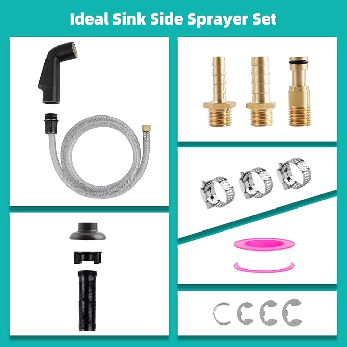 Universal Kitchen Faucet Sprayer Attachment/Hose/Holder, Oil Rubbed Bronze | Compatible with Moen/Delta Faucet Sprayer Replacement, Kitchen Sink Side Sprayer Head