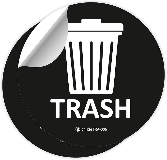 IGNIXIA Recycle Stickers for Bins 6x6 Inches Large (Pack of 2) Waterproof UV Protected Decals for Indoor & Outdoor Trash Cans (Black)
