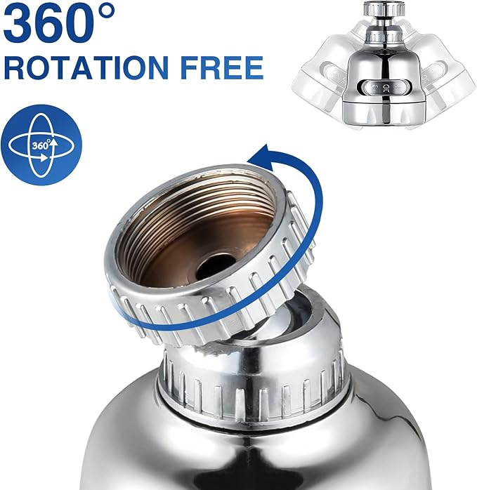 Faucet Sprayer Attachment, 360 Degree Rotating Faucet Aerator Accessories, 3 Mode Adjustable Kitchen Sink Tap Head Water Saving Extend Nozzle Chrome Plated,(Pack of 2)