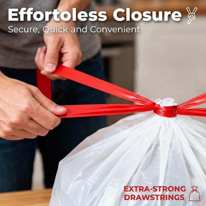 30 Gallon Trash Bags Drawstring Floral Scent 30 Gal Strong Garbage Bag 70ct | Large Drawstrings Trash Bags Heavy Duty, Break Resistant Closure, Resists Leaks, Punctures Tears Party Cleanup Donations