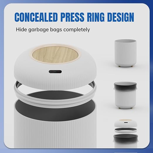 stonespace Bathroom Trash Can Automatic Touchless, Motion Sensor Trash Can with Lid, Small Garbage Can for Toilet, Bedroom, Living Room, Office, 3 Gallon, White