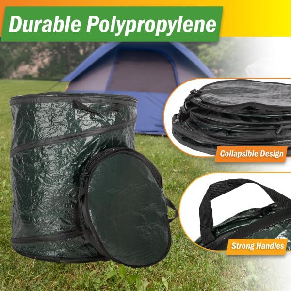 Wakeman Outdoors Collapsible Trash Can, 44-Gal, 29.5-Gal, 23.1-Gal, 3-Pack | Outdoor Portable Pop Up Trash Cans for Parties, Laundry Hamper, Collapsible Yard Waste Bag Leaf Bin - Camping Essentials
