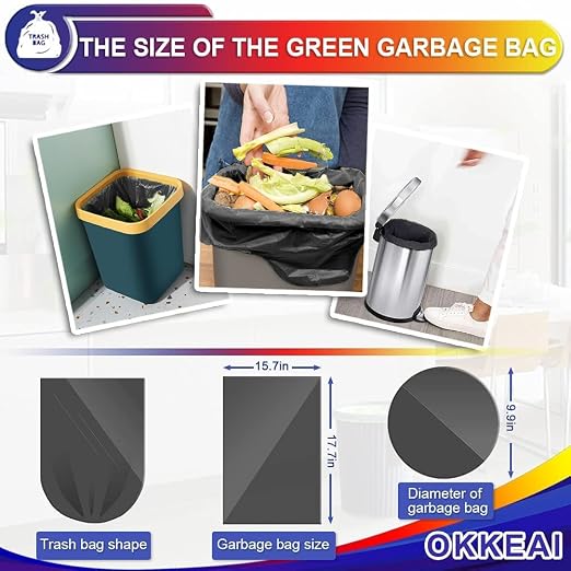 OKKEAI Small Garbage Bags 5L for Bathroom Bins, Mini Trash Bags | Waste Basket Liners Fit Small Waste, Ideal for Daily Household Disposal