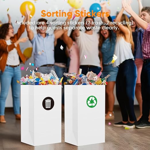 Moryimi 4 Pack Portable Disposable Trash Cans for Parties 30 Gallon | Extra Large Trash Cans for Parties and Events, Disposable Garbage Can for Party (30.7" H x 17" W x 13.4" D)