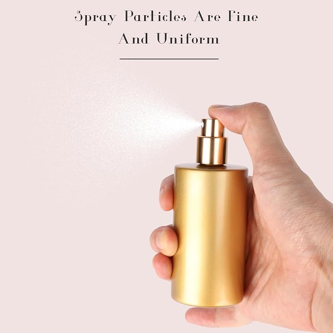 2pcs 50ml Glass Spray Bottle for Perfume,Refillable Travel Perfume Atomizer Bottles,Gold Portable Cologne Atomizer Empty Bottle. (Gold*2)