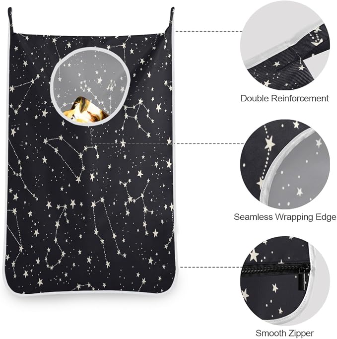 Hanging Laundry Hamper Over Door with Stainless Steel Hooks Dirty Clothes Hamper Bag 29.5X20inch