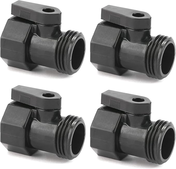 4 Pack 3/4" Garden Hose Shut Off Valve,1-Way Restricted-Flow Water Shut-Off, Fits 3/4 Inch Hose Connector | 1-Way Restricted-Flow Water Shut-Off, Fits 3/4 Inch Hose Connector