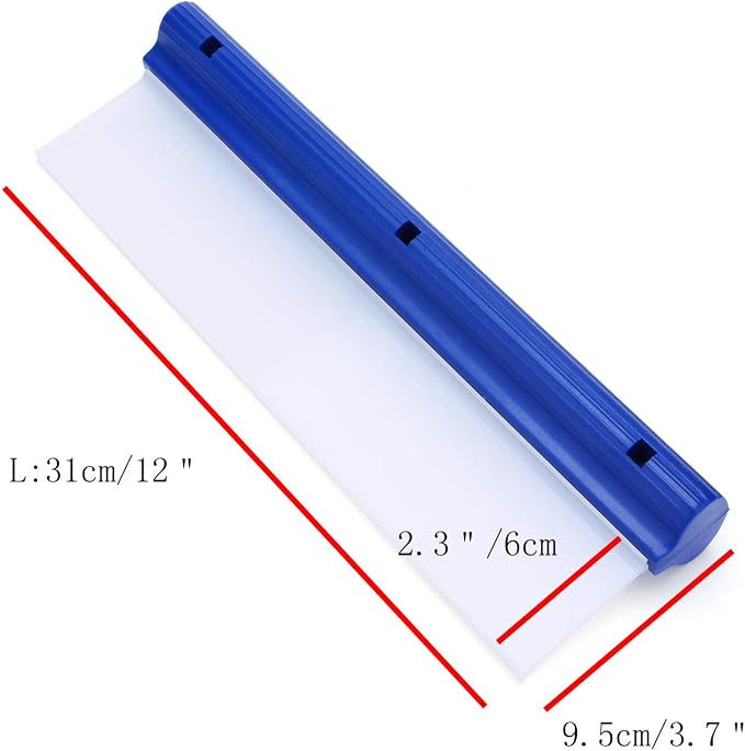 Car Squeegee,12" Flexible T-Bar Water Blade, Silicone, Blue Handle | Water Wiper for Drying, Squeegee for Car, Home Glass, Shower Glass, Mirror, Door Car, Bathroom