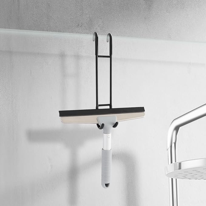 NINETREX Shower Door Hooks, Towel Hooks Frameless Glass Door, 10", 2 Pack | Heavy Duty SUS 304 Stainless Steel, for Towels Squeegee Loofah Shaver Robe, Bathroom Storage, Black