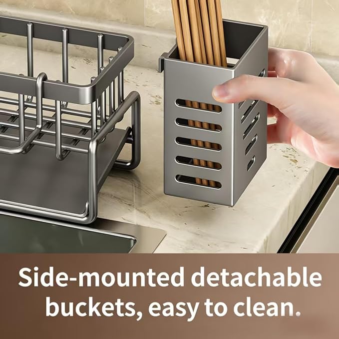 sponge holder for kitchen sink，sink organizer，pot brush storage box, suitable for kitchen countertops, bathrooms, kitchen decorations and accessories