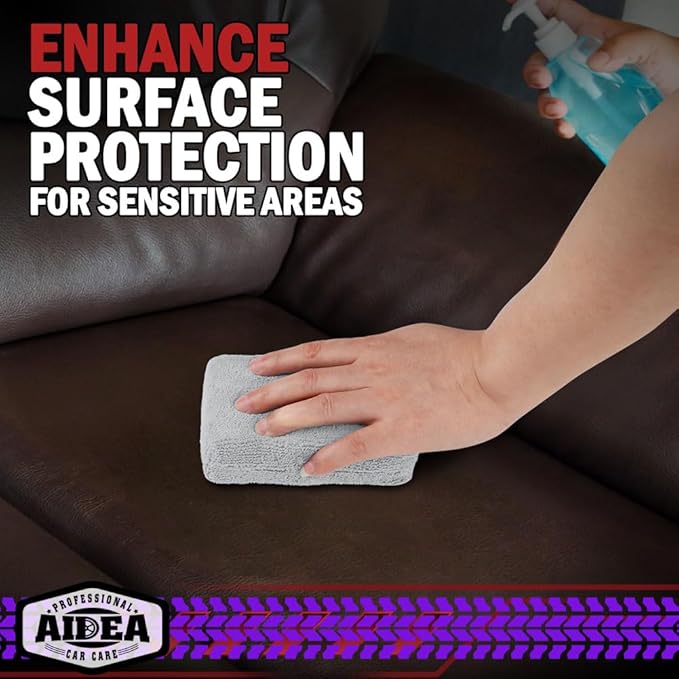 AIDEA Microfiber Applicator Pad-8 Pack, Car Wash Sponge, Grey | Microfiber Sponge and Cleaning Pads, Perfect for Effortless Wax, Sealant, Conditioner Application, Car Detailing Supplies