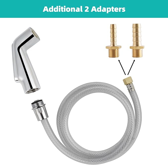 Universal Fit Kitchen Faucet Sprayer Attachment/Hose/Holder, Silver Chrome | Compatible with Moen/Delta Faucet Sprayer Replacement, Kitchen Sink Side Sprayer Head