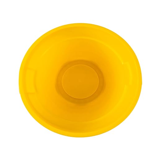 PRO&Family 32 Gallon Yellow Round Commercial Trash Can/Ingredient Bin Recycling Bin Kitchen Garbage Can Office Garbage Can Trash Barrel Plastic Barrel Yard Waste Bin Outdoor Trashcan