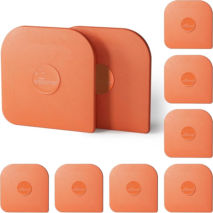 Pan Scraper, 10 Pcs Pot & Dish Scraper Plastic, Sturdy Scraper Kitchen Tool, Orange | Pot Scraper Non Scratch for Cast Iron, Pot and Pan Cleaning, Food Scraper for Dishes, Home & Apartment Essentials, Orange