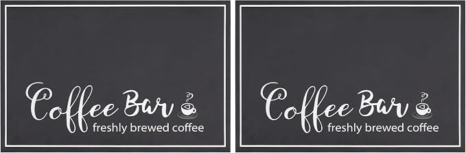 Findosom 12"x 20" Dish Drying Mat, Super Absorbent & Cuttable Coffee Mat, Hide Stain Bar Mat for Kitchen Counter, Coffee Bar Accessories, Black (Pack of 2)