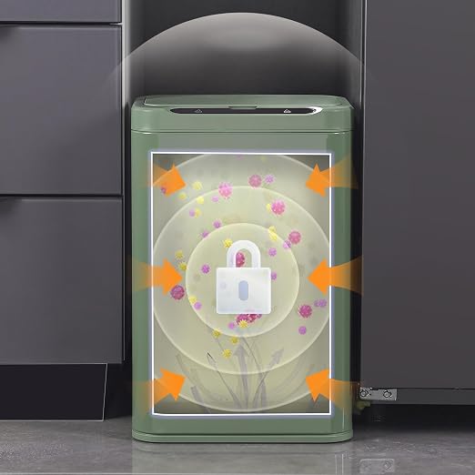 ELPHECO Stainless Steel Office Trash Can Avocado Green, 5.5 Gallon | Motion Sensor Garbage Can Touchless Smart Trash Can Automatic Waste Bin for Kitchen, Office, Bathroom