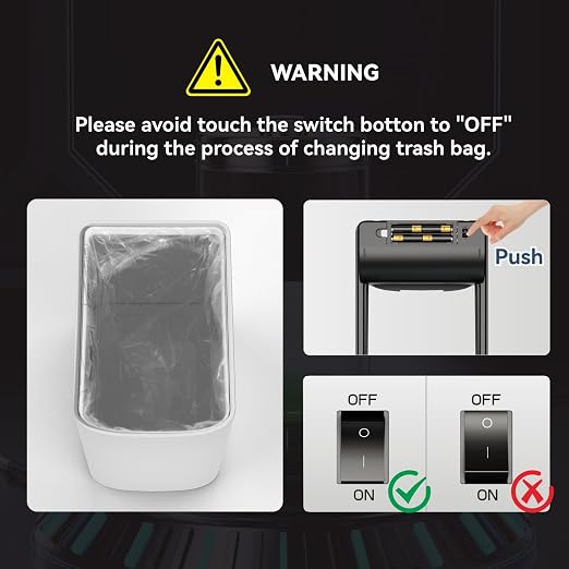 ELLO&ALLO Motion Sensor Trash Can 8 Gallon for Kitchen with Roll Up Lid, Automatic Touch Free High-Capacity Waste Bin White