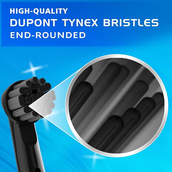 Replacement Brush Heads for Oral B Braun Electric Toothbrush,Black | 4Pcs,Bamboo-Charcoal Infused Bristles,Small Round Head for Pro,Vitality and Smart Series,End-rounded DuPont Bristles