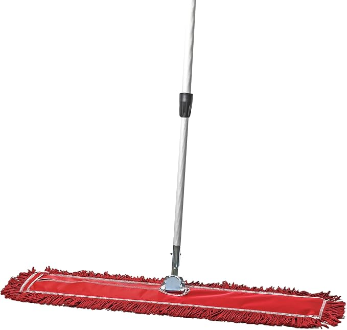36 Inch Red Commercial Dust Mop & Floor Sweeper with Extendable Handle – Mop for Hardwood, Tile, and Concrete Floor Cleaning