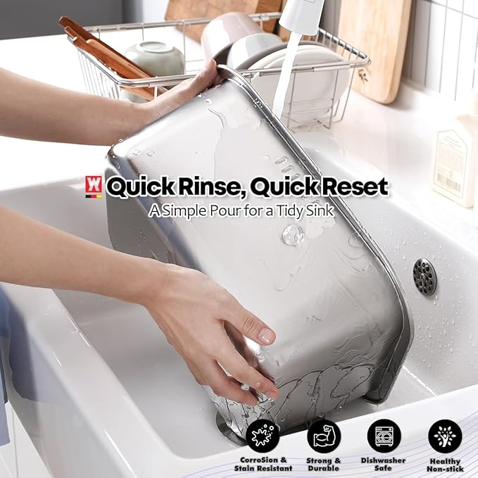 WAGENSTEIGER Portable Stainless Steel Washing-Up Bowl 10L (2.64 Gal), Large Multipurpose Dishpan for Kitchen Sink, Camping & Outdoor Dish Tub (Washing-Up Bowl)