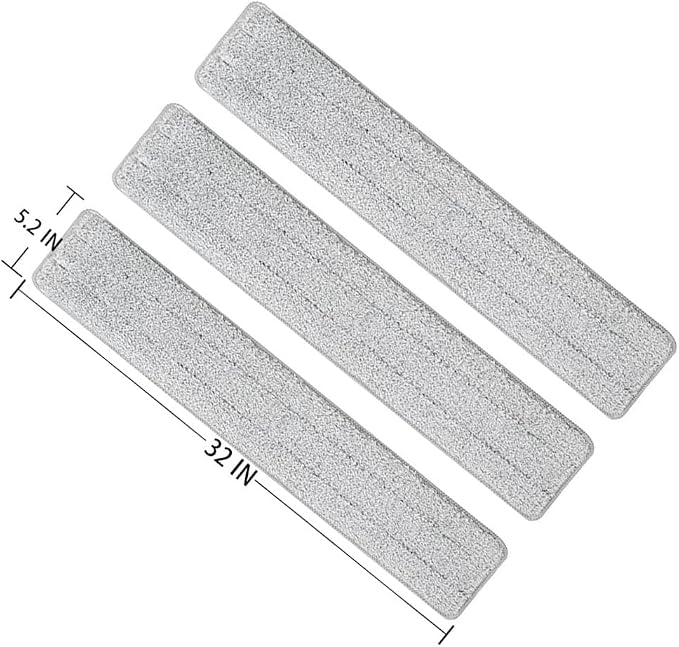 Washable Microfiber Pads 32" Replacement 6 Pack Fit for Most Flat Mop Frame | Commercial Reusable Refill,Machine Washable,Dry Wet Mops.Hardwood Floors,Dust Cleaning&Scrubbing