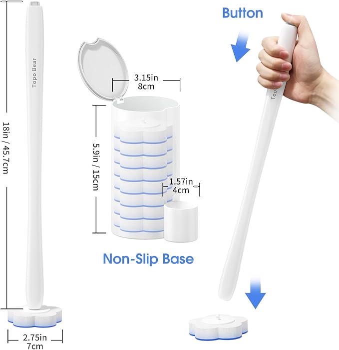 Disposable Toilet Bowl Brush with 40 Toilet Wand Refills, Toilet Bowl Cleaner Wands, Toilet Cleaning System Starter Kit