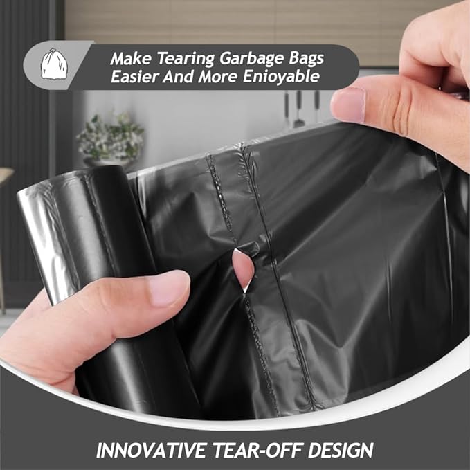 Teivio Medium Black Trash Bags 10 Gallon 40 Count Kitchen Garbage Bags | Fit 30-35 Liters,6,7,8,9,10Gal, Plastic Waste Basket Bins Can Liners for Home Bathroom Office Car,Unscented