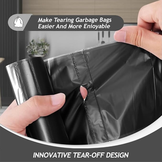 Teivio Mini Black Trash Bags 0.5 Gallon 300 Count 11"x12" Bathroom | Fit 1-2 Liters,0.8 Gal,Leakproof,Tiny Plastic Garbage Bags,Desktop Can Liners for Kitchen Bathroom Office Car dog poop