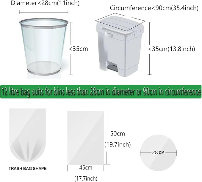 Small Trash Bags 2.6 Gallon - Garbage Bag Biodegradable | for Home Office Dorm Bedroom Car