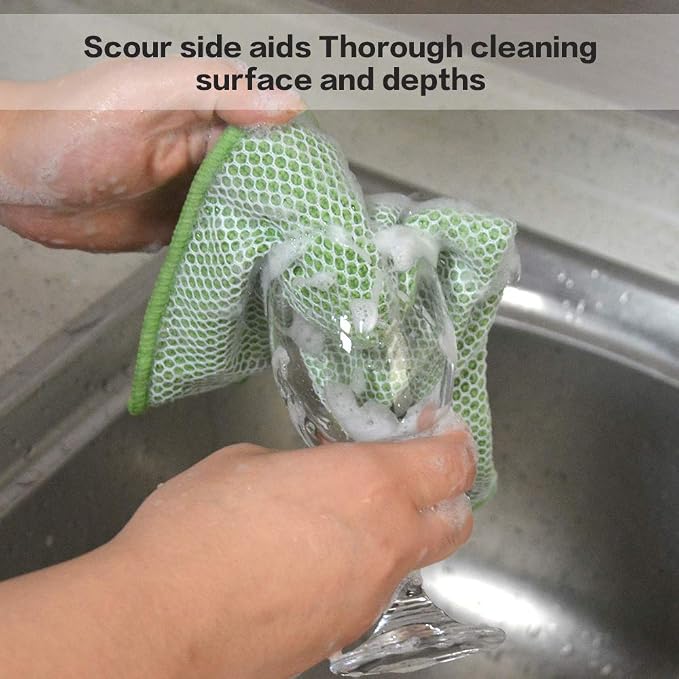Dish Cloth for Washing Dishes Kitchen Washcloth Cleaning Cloth | 12x12inch 20pack Kitchen Towels Rags, Microfiber Cleaning Cloths, Wash Cloths with Poly Scour Side, Wholesale, Assorted