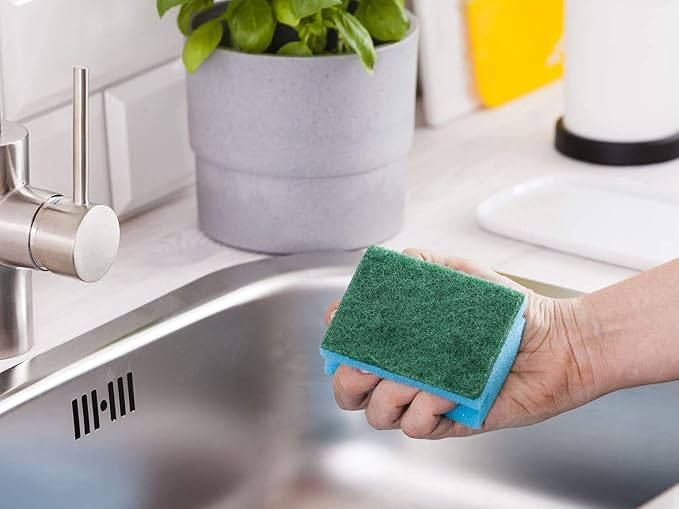 York Non-Abrasive Cleaning Scouring Scrub Sponge for Kitchen Scratch Proof Kitchen Utensil Scrubber Pads for Pots, Pans , Non-Stick Cookware Scrubbers Use for Kitchen, 9.5X7X4.5 Cm-3 Pieces