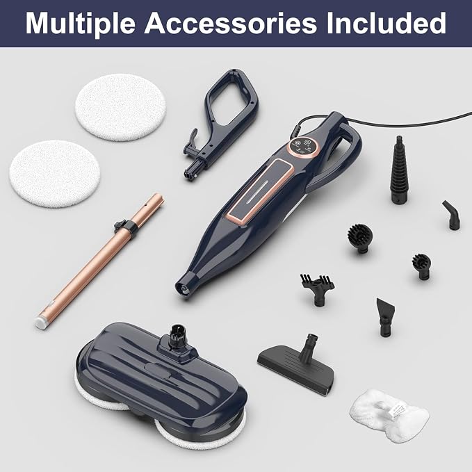 DEVOAC VM6 Scrubbing Steam Mop with Rotating Mop Pads, 10 in 1 Steam Mop, Lightweight Spin Mop & 3 Steam Modes for Hard Floor Laminate Marble Floors (Ink)