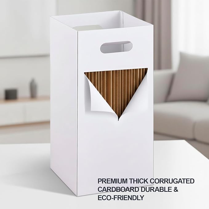 4 Pack Disposable Trash Cans for Parties, 30 Gallon Extra Large Thick Recycled Corrugated Cardboard Trash Bin, Collapsible Garbage Cans with 8 Bags for Wedding, Birthday, Backyard Party Event