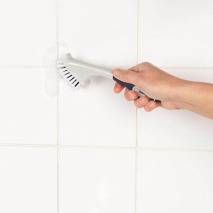 Beldray Deep Clean Grout And Scrub Brush Set, 2 Piece | Large Scrub Brush, Slim Grout Brush, Integrated Scraper, Stiff Bristles, Non-Slip Rubber Handles, Tile Use