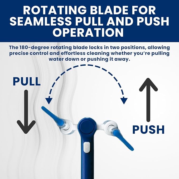 Extendable Shower Squeegee with 180-Degree Rotating Blade for Push/Pull Use – Ergonomic Cleaning Tool for Showers, Glass Doors, and Windows – 16'' to 28'' Handle for Strain-Free Cleaning