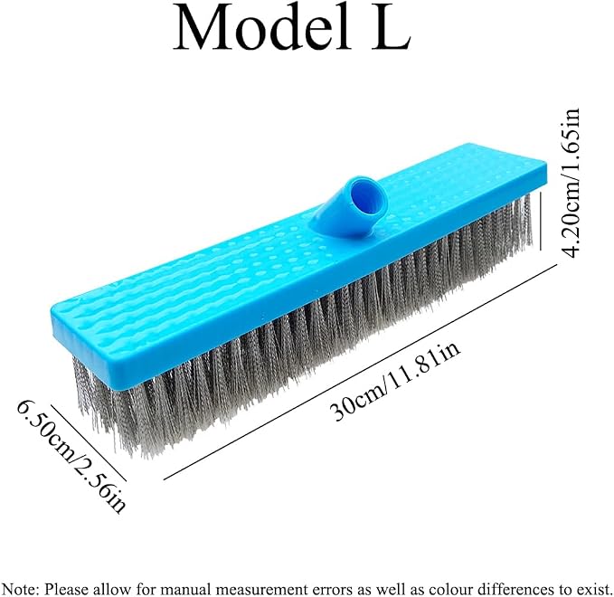 Stainless Steel Deck Brushe Heavy Duty Bristle Broom Floor Scrubber for Cleaning Moss, Garage, Patio, Garden, Outdoor(L)