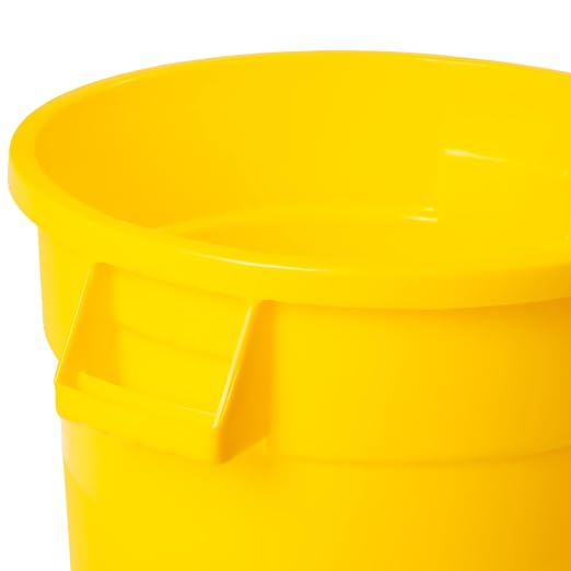 PRO&Family 32 Gallon Yellow Round Commercial Trash Can/Ingredient Bin Recycling Bin Kitchen Garbage Can Office Garbage Can Trash Barrel Plastic Barrel Yard Waste Bin Outdoor Trashcan