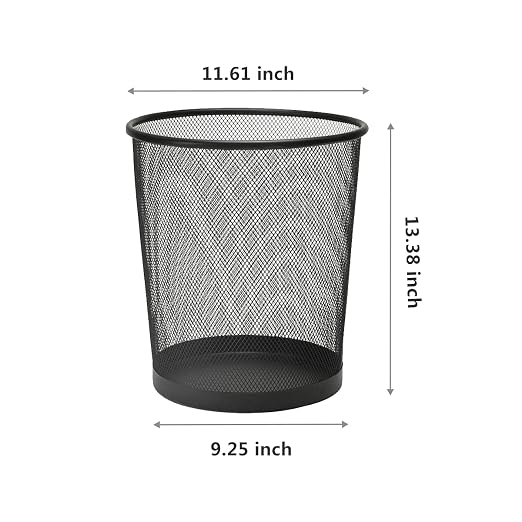 20 Pack Black Mesh Trash Cans, 6 Gal Mesh Office Trash Can, Round Open Metal Wire Wastebaskets, Waste Basket Trash Can for Near Desk,Recycling Garbage Container Bin for Office,Home,School