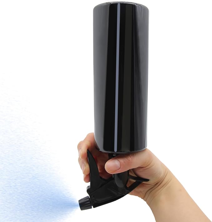 OFFIDIX Black Spray Bottle 360° Plastic 2 Pack/16 oz Plant Mister Water Can | Fine Mist and Stream Setting, 470ml Water Empty Spray Bottles Mister for Hair, Cleaning, Plants, Upside Down Watering Can