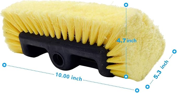 10" Car Wash Brush Head with Soft Bristle for Auto RV Truck Boat Camper Exterior Washing Cleaning, Yellow (1, 10" PRO MAX)