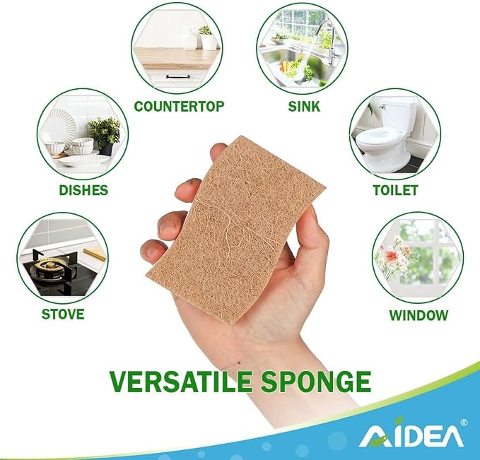 AIDEA Sponges Non Scratch, 24Count, Natural Sponge for Non Stick Cookware (Pack of 2)