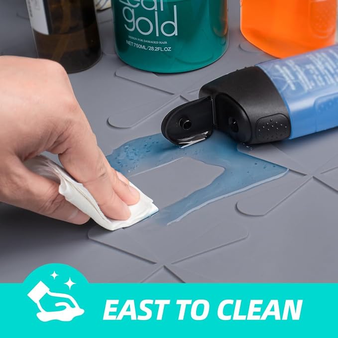 SIKADEER Waterproof Under Sink Mat Silicone 28" x 22" Kitchen Cabinet liner | BPA-Free Silicone Mat with Raised Lip Protects Cabinets from Leaks, Versatile Home Organizer for Bathroom, Pets, Boots, Floor