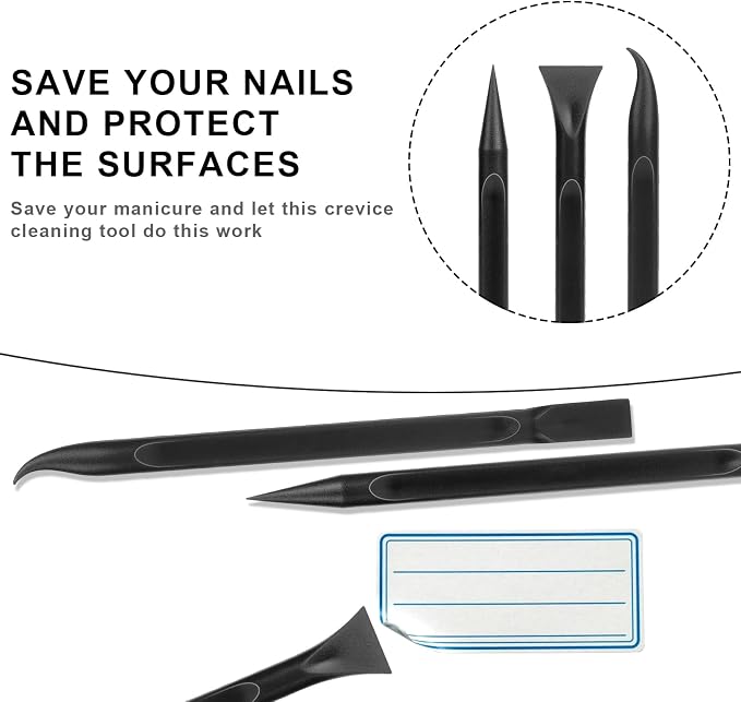Carbon Fiber Plastic Scraper, 9 PCS Small Scraper Tool Plastic Scraper Tool Multi-Purpose Scraper Pen-Shaped Scraper Tool Non-Scratch Cleaning Tool for Tight Spaces, Kitchen, Crevices, Food, Paint