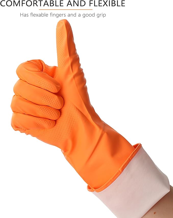 Latex Free Nitrile Cleaning Gloves, Small, 3 Pairs | 12 Mil Thick, Reusable Gloves with Non-Slip Grip, Waterproof for Dishwashing, Kitchen, Bathroom & Household Cleaning