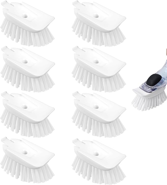 New Brush Refills for OXO New Soap Dispensing Dish Brush-8 Pack | Nylon Bristles Brush Head Replacements for Kitchen Soap Dispensing Scrubber Non-Scratch Brush Refills for Pots Pans and Sink