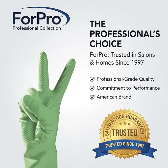 ForPro Natural Rubber Gloves, 6 Pairs Reusable Multi-Purpose Household Cleaning Gloves with Soft Inner Lining, Waterproof & Chemical-Resistant, Lime Zest, X-Large