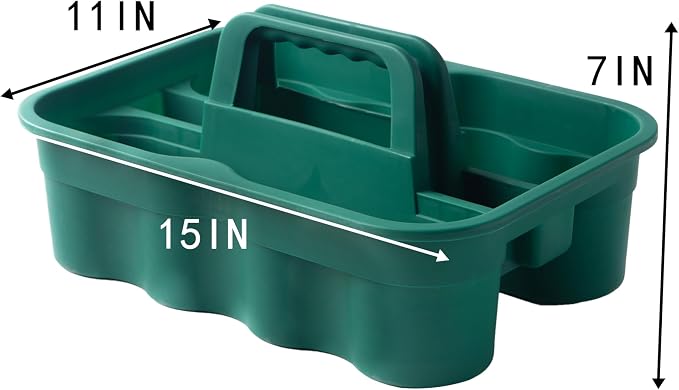 Matthew Large Plastic Tote Tool & Deluxe Supply Cleaning Caddy with Handle Portable Shower Basket Storage Caddy for Cleaning Products Organizer,Take-Out Coffee/Soft Drink,Bath Multi Use - Green