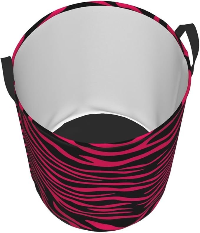 Foldable Laundry Basket Hot Pink Black Zebra Print Portable Laundry Hamper Large Dirty Clothes Basket For Baby Kids Nursery Toy Bin With Handles For Bathroom Dorm