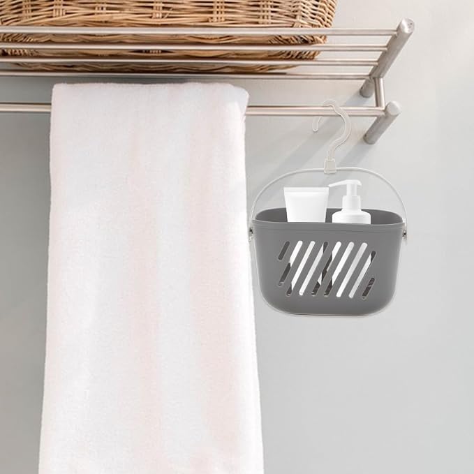PRETYZOOM Hanging Shower Basket with Hook 8.26 X 5.51 X 5.11 Inch Plastic Bathroom Organizer for Toiletries and Cleaning Supplies Space-Saving Hanging Shower Caddy